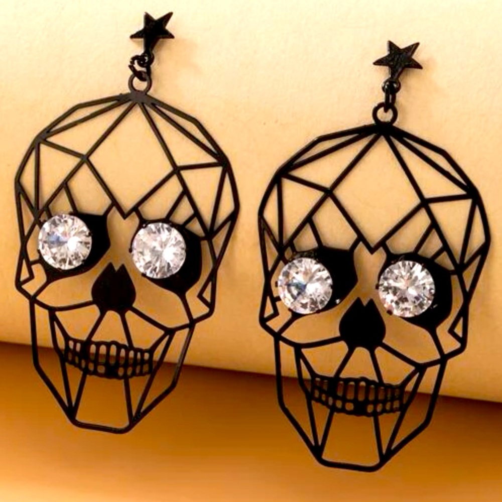 Black Skull Dangle Earrings